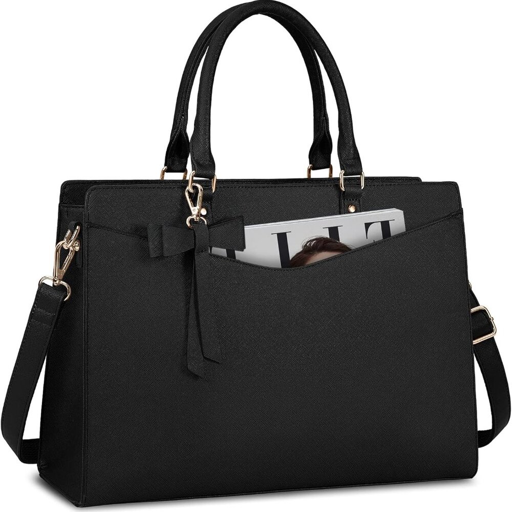 Laptop Bag for Women 15.6 inch Laptop Tote Bag Waterproof Leather